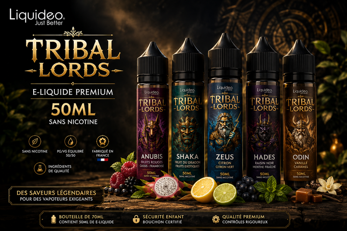E-liquide 50ml sans nicotine Tribal Lords et Liquideo - grand format pas cher TornaPuff