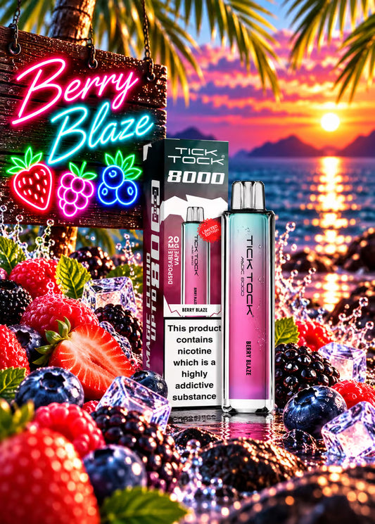 Tick Tock Magic 8000 Berry Blaze 20 mg – kit et emballage du produit