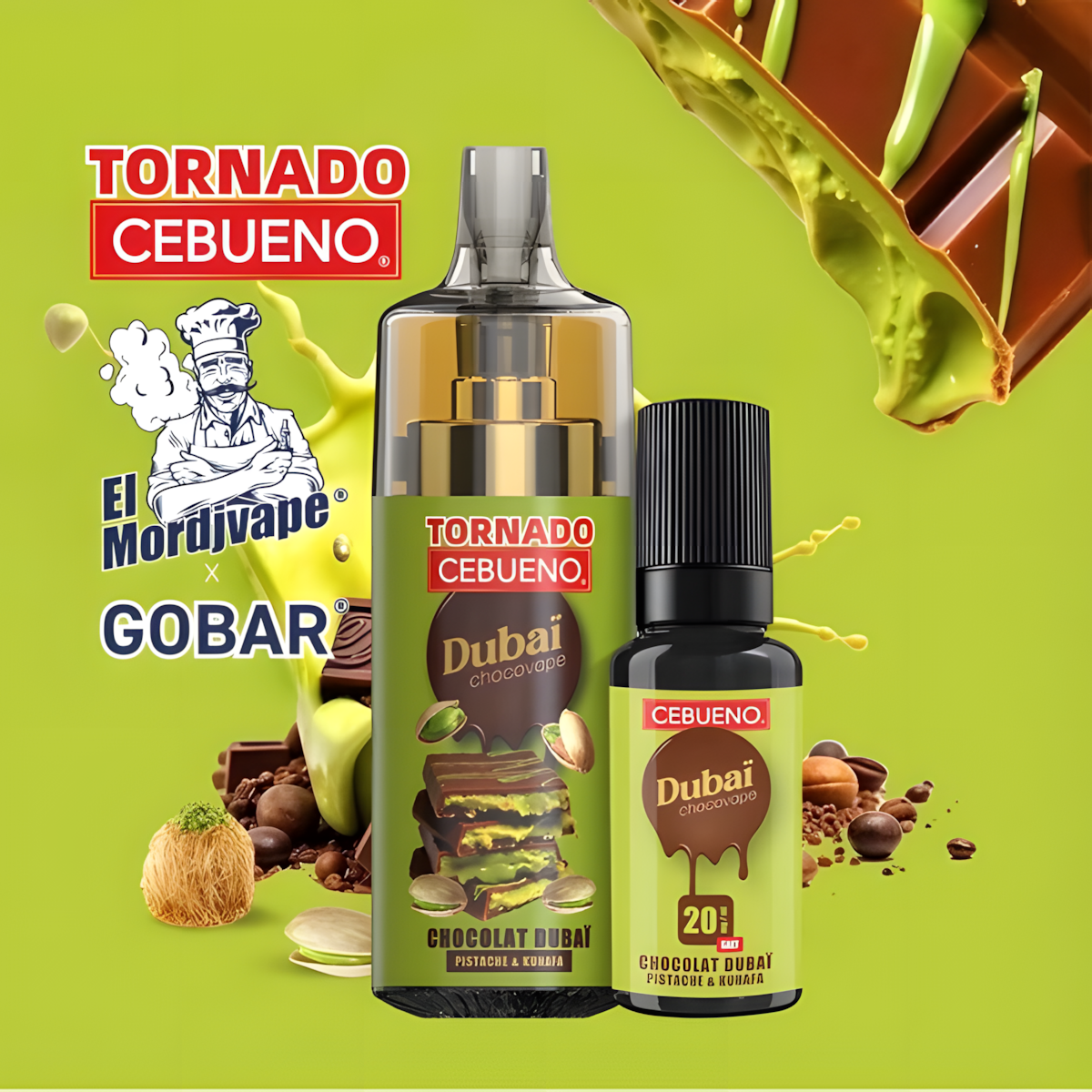 Duba Chocovape Cebueno Tornado 10000 Pistache Kunafa 20mg TornaPuff Duba Chocovape Cebueno Tornado 10000 Pistache Kunafa 20mg TornaPuff