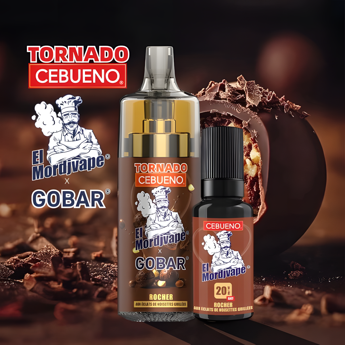 El Mordjvape Cebueno Rocher Puff Choco Noisette 10000 TornaPuff El Mordjvape Cebueno Rocher Puff Choco Noisette 10000 TornaPuff