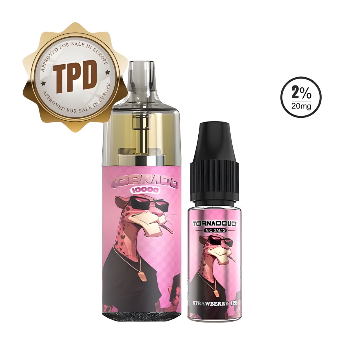 Vape Fraise Ice USB-C Ergonomique