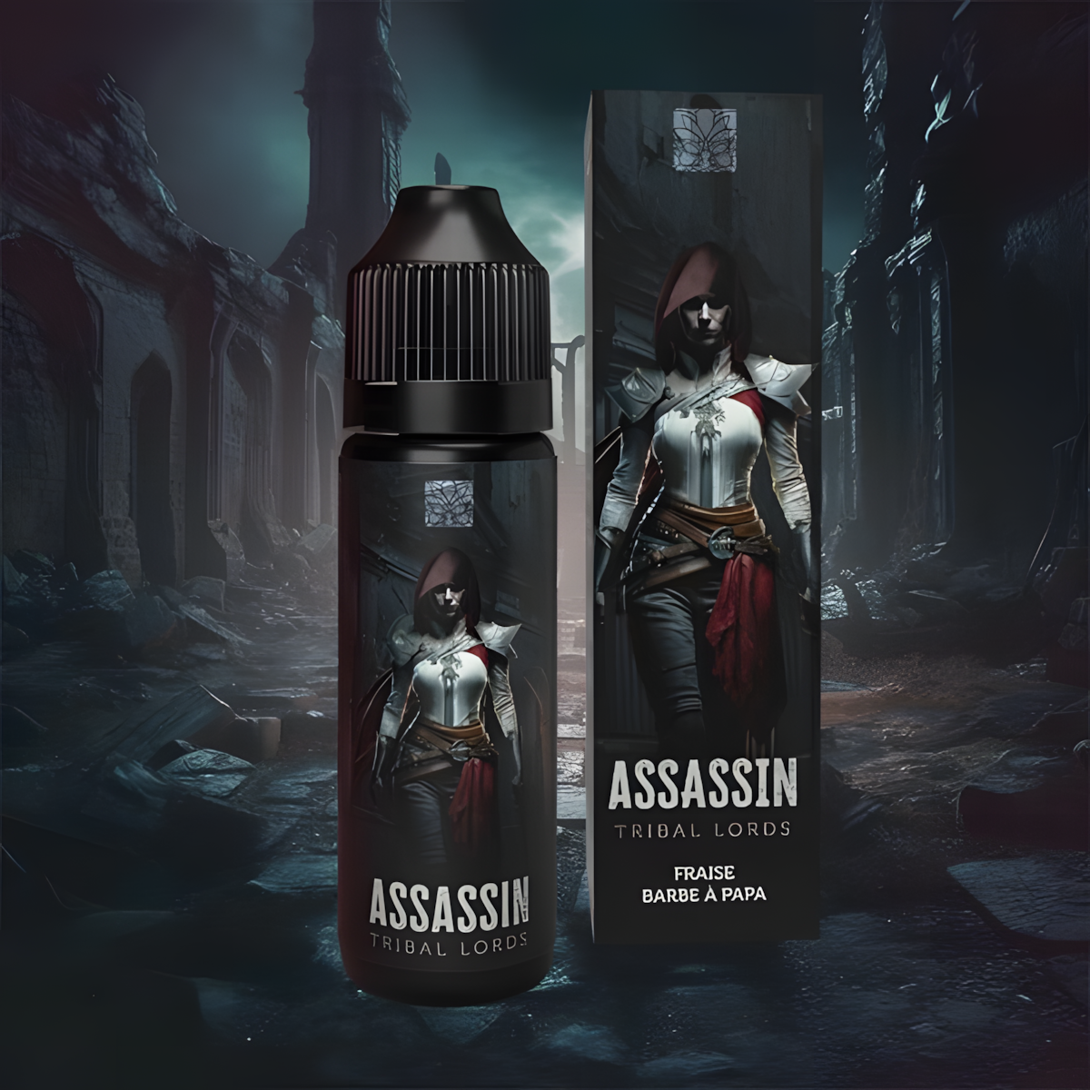 Flacon E-Liquide Assassin Tribal Lords Barbe à Papa et Fraise 50ML
