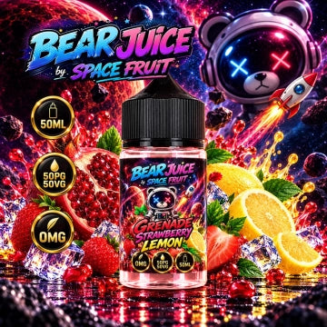 Flacon e-liquide Bear Juice Grenade Fraise Citron 50ml 0mg sans nicotine Space Fruit