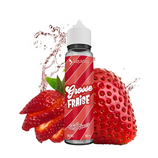 Flacon E-liquide Grosse Fraise Wpuff Flavors 50ML Sans Nicotine Liquideo