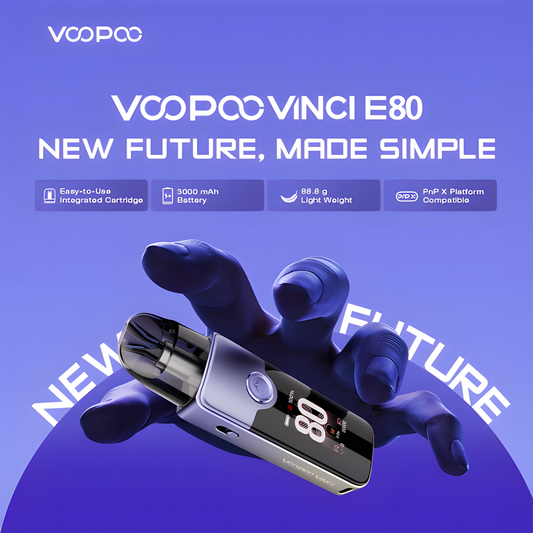 Voopoo Vinci E80 – visuel officiel avec slogan New Future