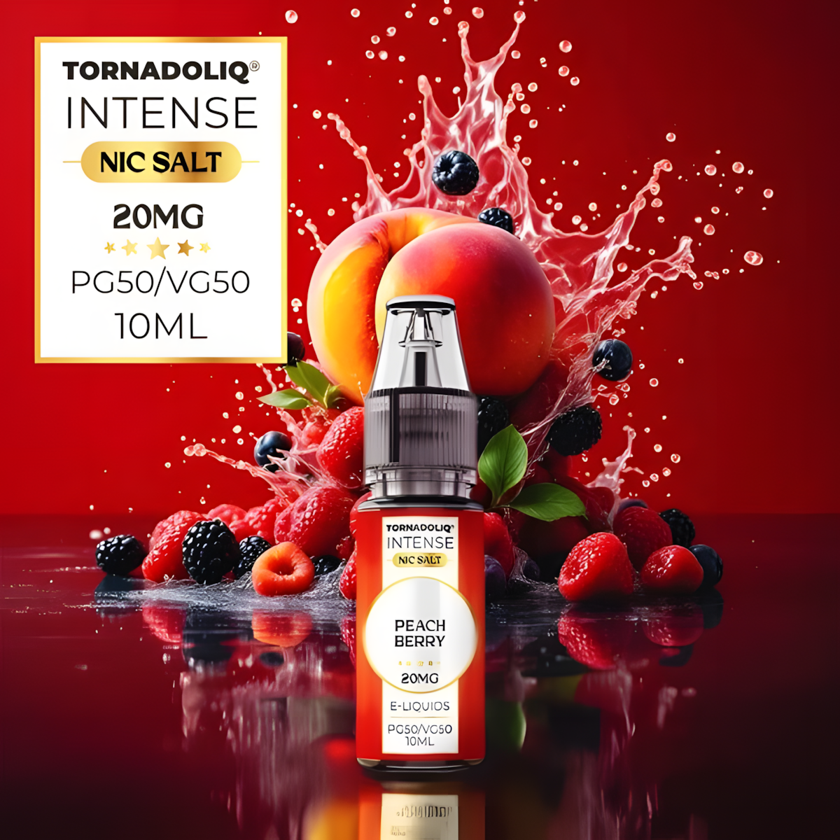 Flacon e-liquide 10ML TornadoLiq Pêche Fruits Rouges