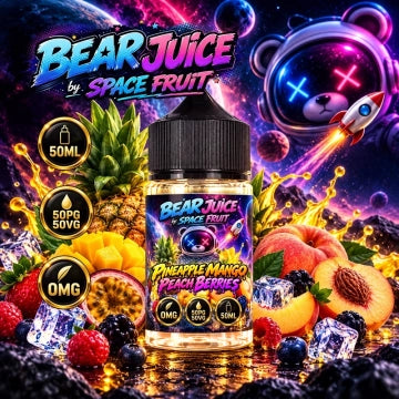 Flacon e-liquide Bear Juice Ananas Mangue Pêche Fruits Rouges 50ml 0mg sans nicotine Space Fruit