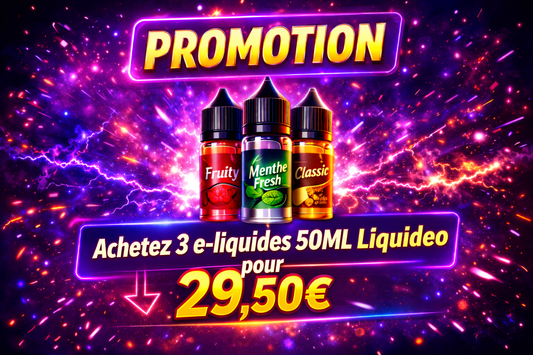 Pack 3 E-liquides 50ml Liquideo offre spéciale