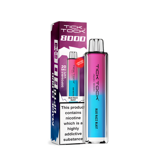 puff tick tock 8000 blue razz blast disposable vape bleu rose