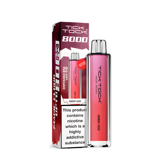 puff tick tock 8000 cherry lush disposable vape rouge