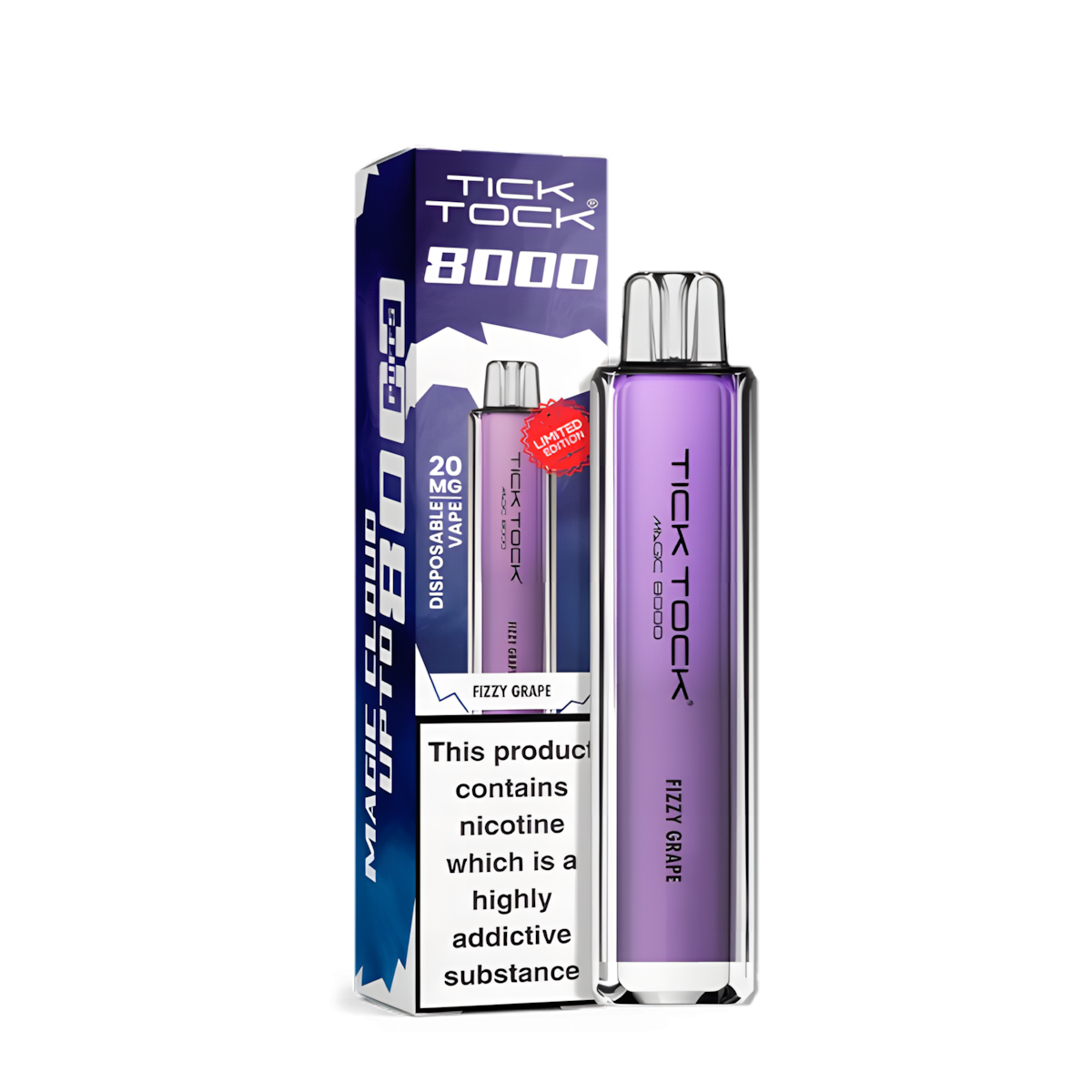 Puff Tick Tock 8000 Raisin Pétillant | Cigarette Électronique Rechargeable