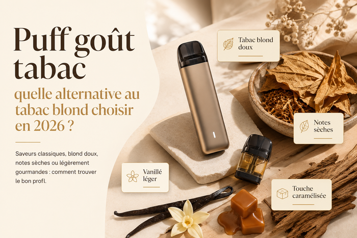 Puff goût tabac blond avec e-liquide classic et alternative rechargeable