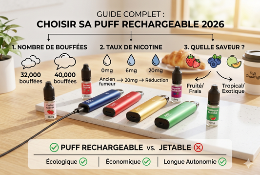 Comment choisir sa puff rechargeable - guide comparatif bouffées nicotine TornaPuff