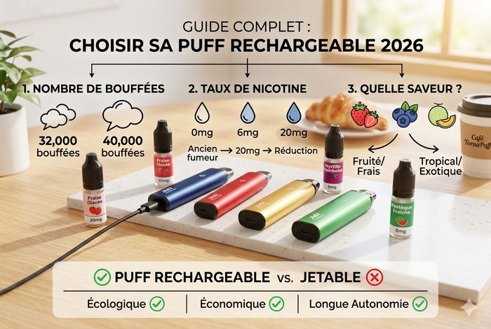 Comment choisir sa puff rechargeable - guide comparatif bouffées nicotine TornaPuff