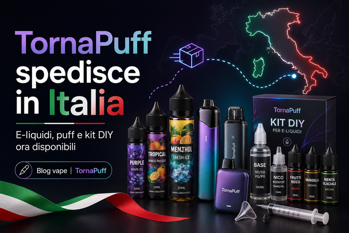 E-liquidi e puff ricaricabili TornaPuff disponibili in Italia — vape shop online