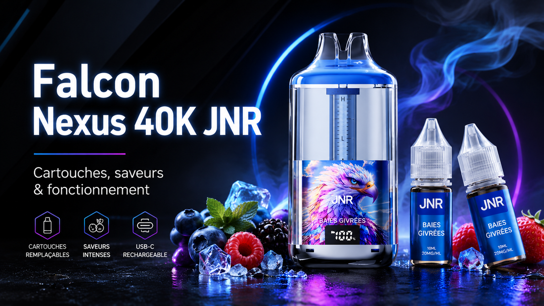 Puff Falcon Nexus 40K JNR avec cartouche remplaçable et saveurs fruitées