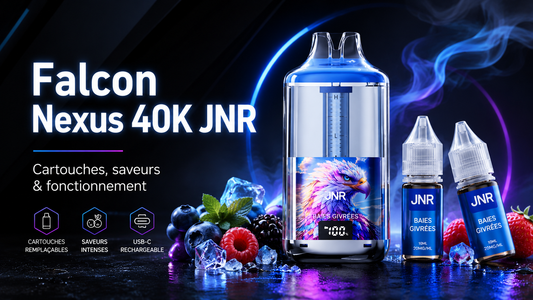 Puff Falcon Nexus 40K JNR avec cartouche remplaçable et saveurs fruitées