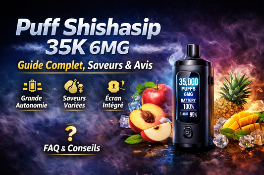 Puff Shishasip 35K 6MG avec écran, grande autonomie et design moderne