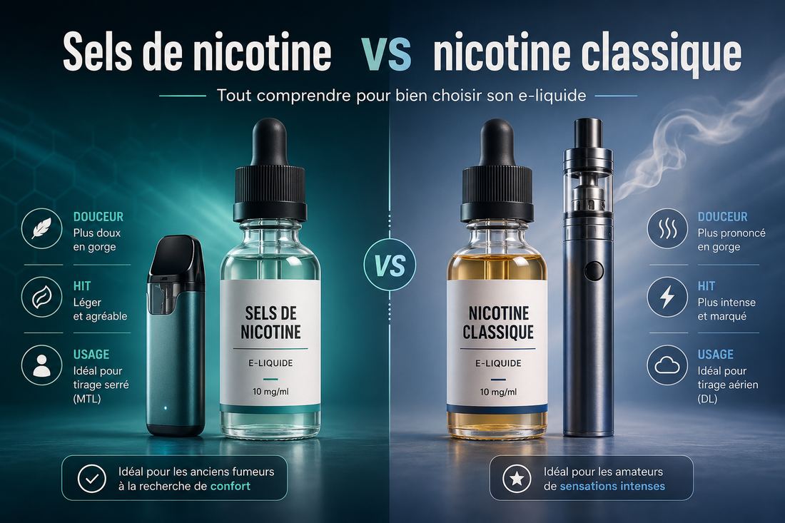 Comparatif entre sels de nicotine et nicotine classique pour bien choisir son e-liquide