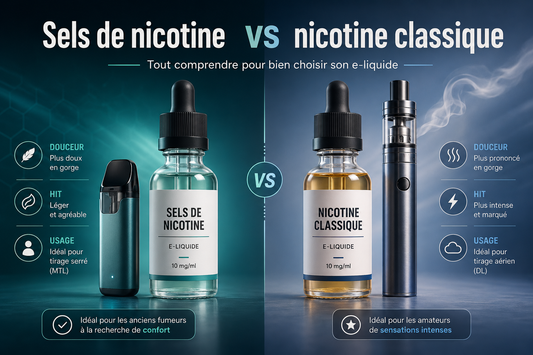 Comparatif entre sels de nicotine et nicotine classique pour bien choisir son e-liquide