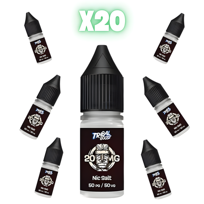 Pack 20 boosters nicotine 50/50 20 mg Tribal Force – Lot économique pour e-liquides maison
