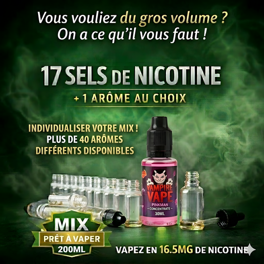 Pack DIY e-liquide 200ml avec 17 flacons de sels de nicotine et un arôme concentré Vampire Vape Pinkman au meilleur prix 28.99€