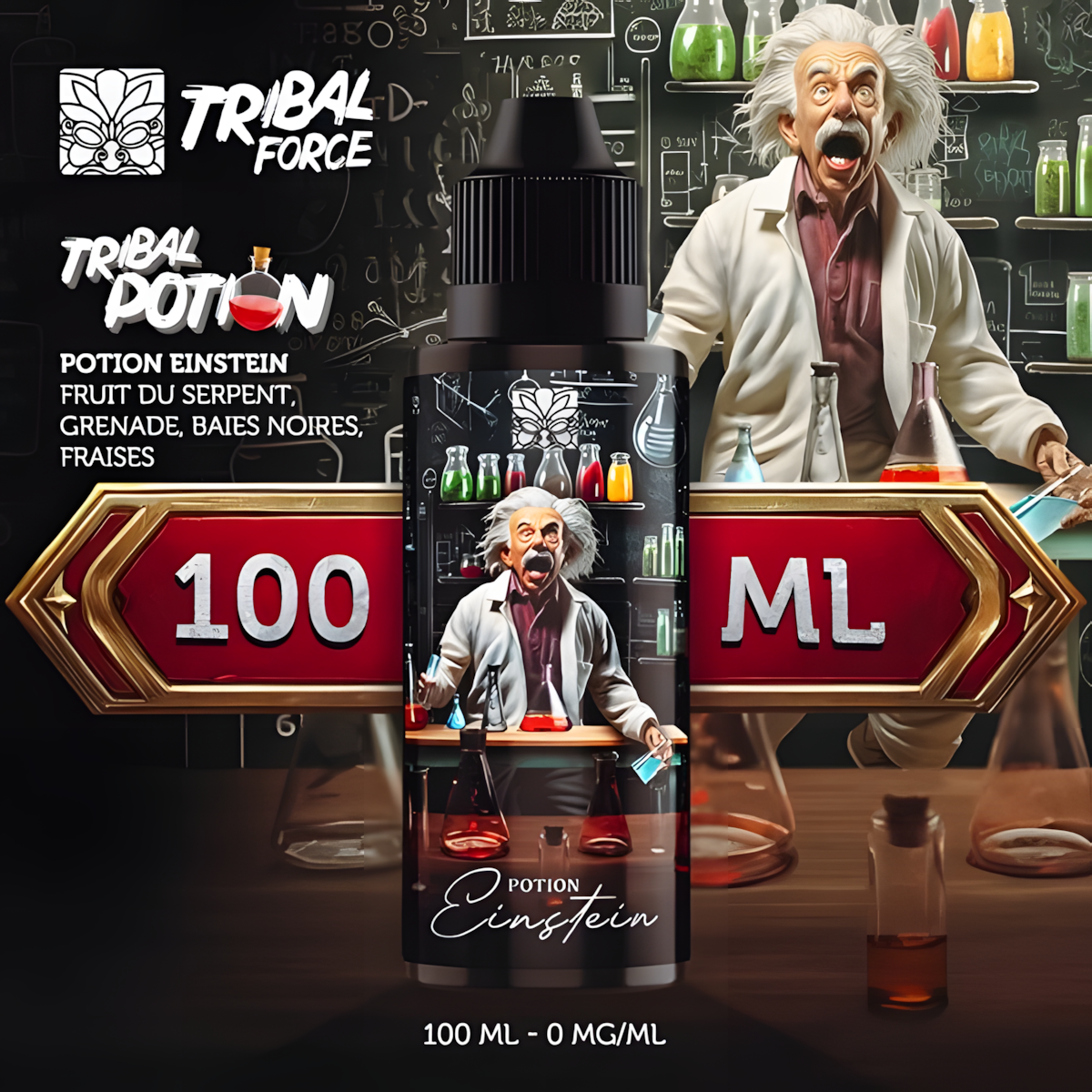potion einstein tribal force 100ml fraise grenade fruit du serpent baies noires