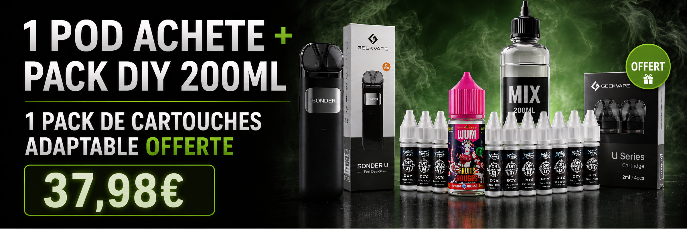 Pack Promo Sonder U + Kit DIY 200ML + Cartouches offertes