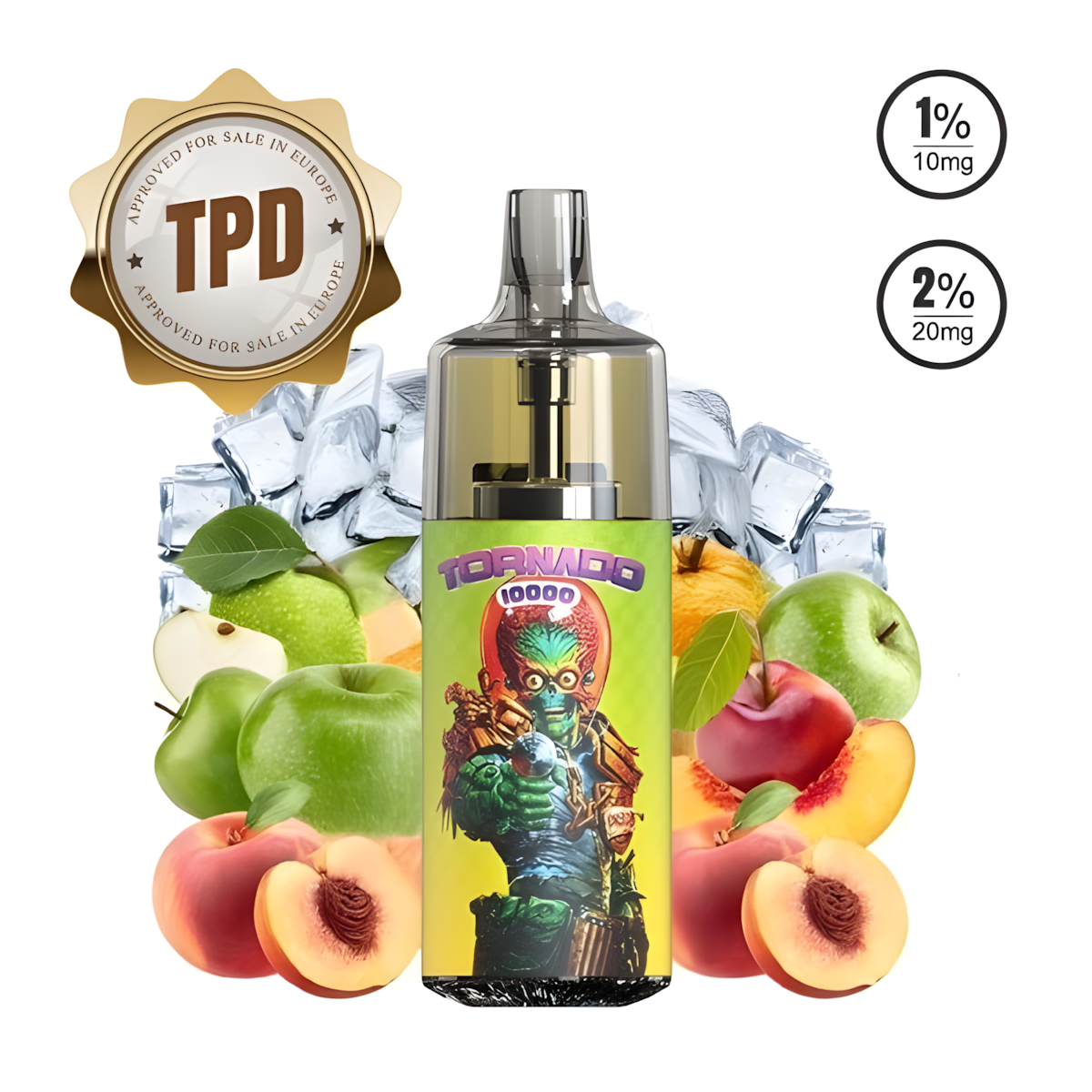 Puff Tornado 10000 Pomme Pêche Glacée 10000 taffs intense fruité
