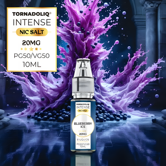 flacon Tornadoliq Intense Blueberry Ice 20mg fond splash violet myrtille