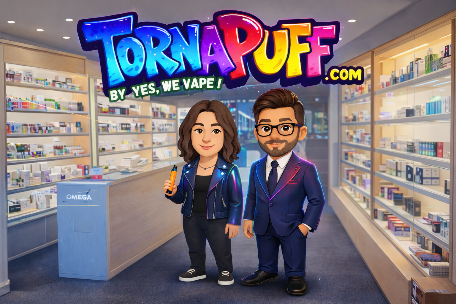 Façade de la boutique physique TornaPuff spécialisée en Puffs JNR et e-liquides 50ml/100ml. Point de retrait Click & Collect disponible pour vos commandes de vape en France métropolitaine.