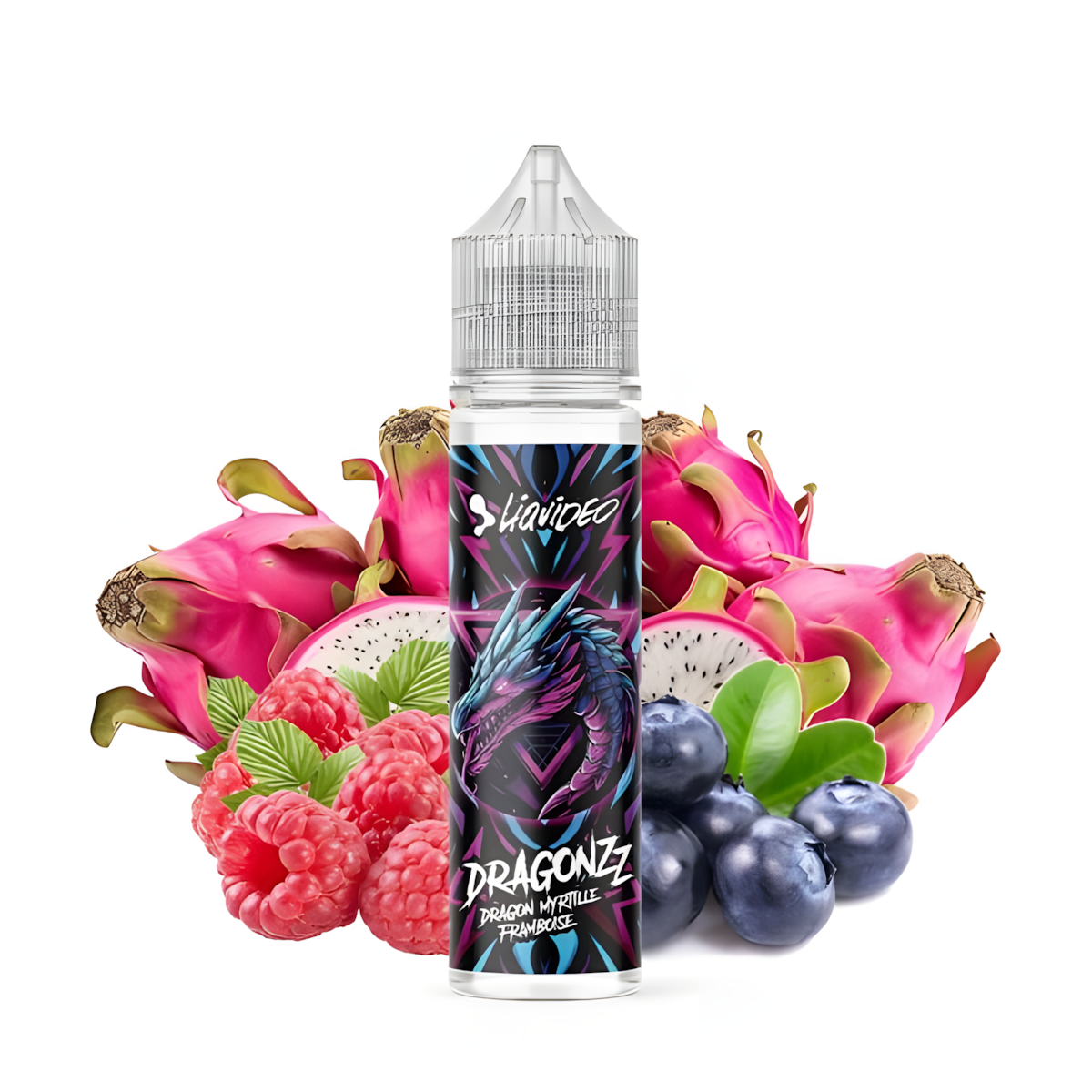 E-liquide fruité sans nicotine Liquideo Dragonzz saveur myrtille framboise