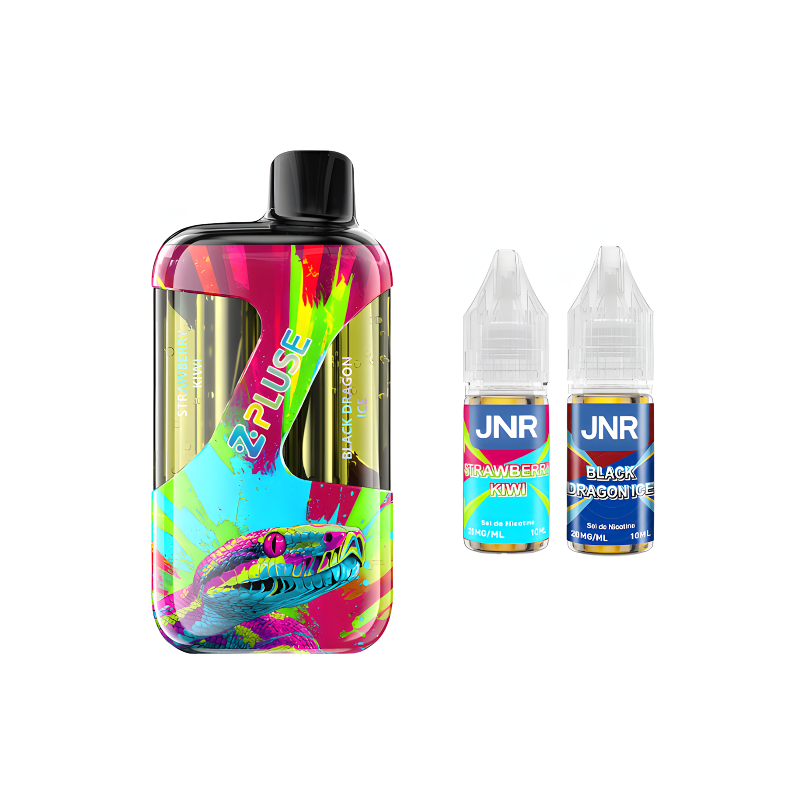 Kit JNR ZPluse 42000 Fraise Kiwi et Fruit du Dragon Noir Glacé 20mg