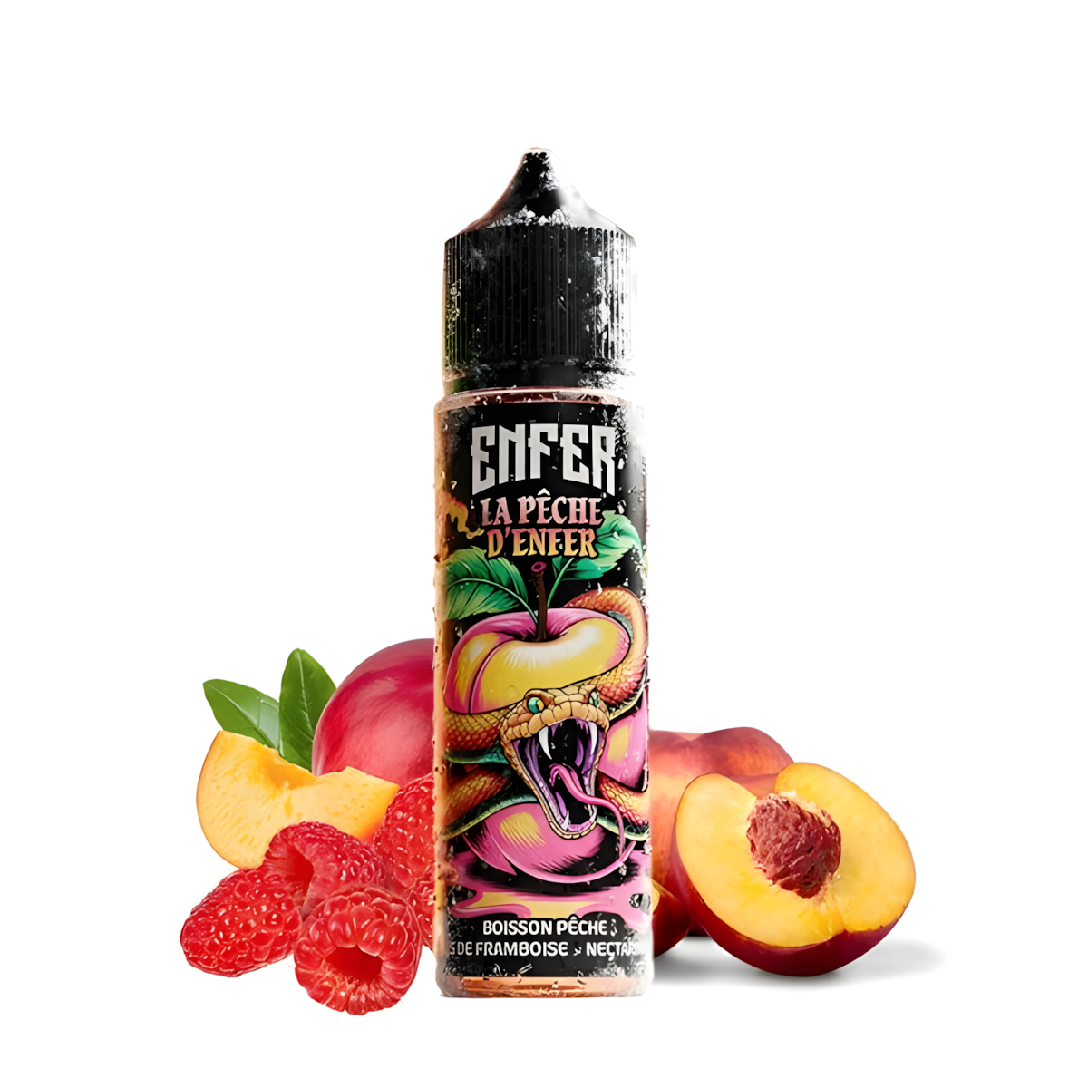 e liquide pêche framboise 50ml enfer