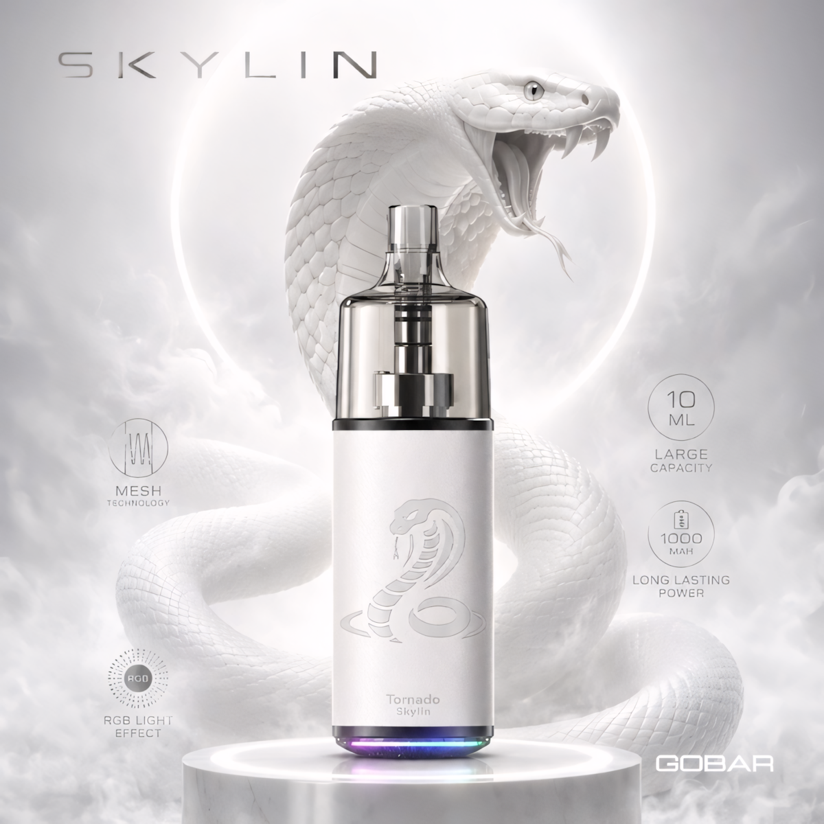 Pod Tornado Skylin Gobar blanc avec motif cobra