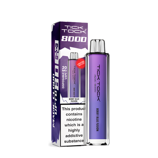 puff tick tock 8000 berry blue fusion disposable vape violet