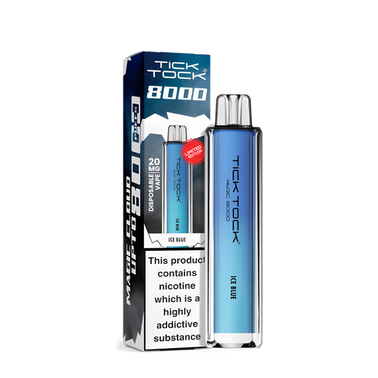 puff tick tock 8000 ice blue disposable vape bleu