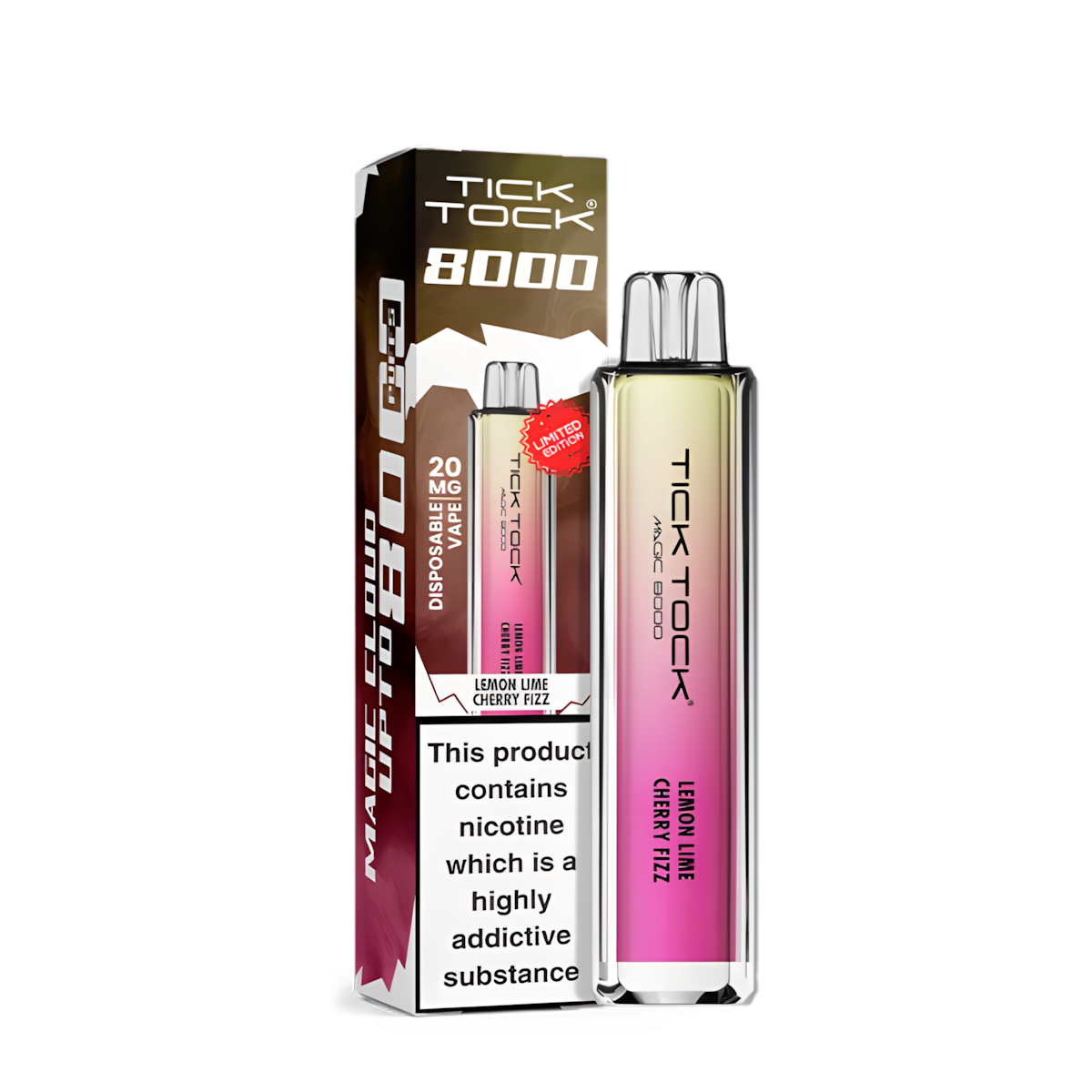 puff tick tock 8000 lemon lime cherry fizz disposable vape rose