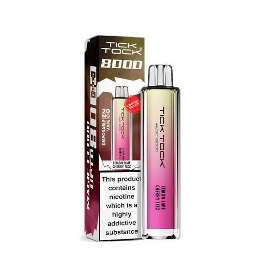 puff tick tock 8000 lemon lime cherry fizz disposable vape rose