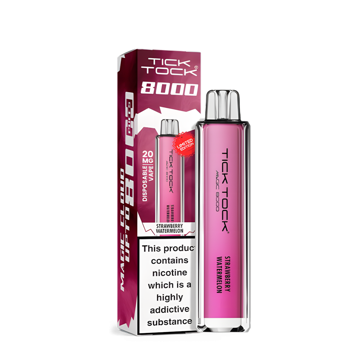 puff tick tock 8000 strawberry watermelon disposable vape rose