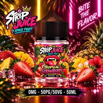 Flacon e-liquide Strip Juice Fraise Tropicale 50ml 0mg sans nicotine Space Fruit