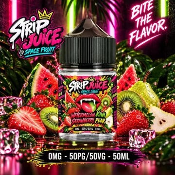 Flacon e-liquide Strip Juice Pastèque Fraise Kiwi Poire 50ml 0mg sans nicotine Space Fruit